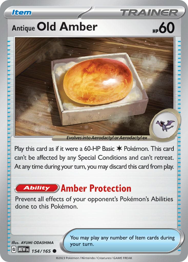 Antique Old Amber — 151 Pokémon card