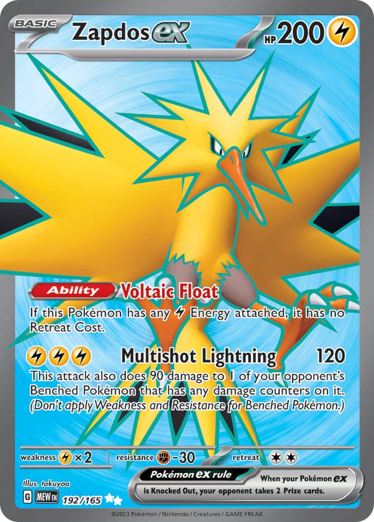 Zapdos ex — 151 Pokémon card
