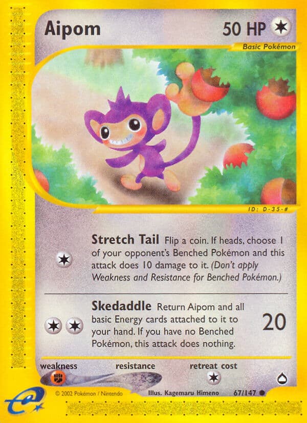 Aipom — Aquapolis Pokémon card