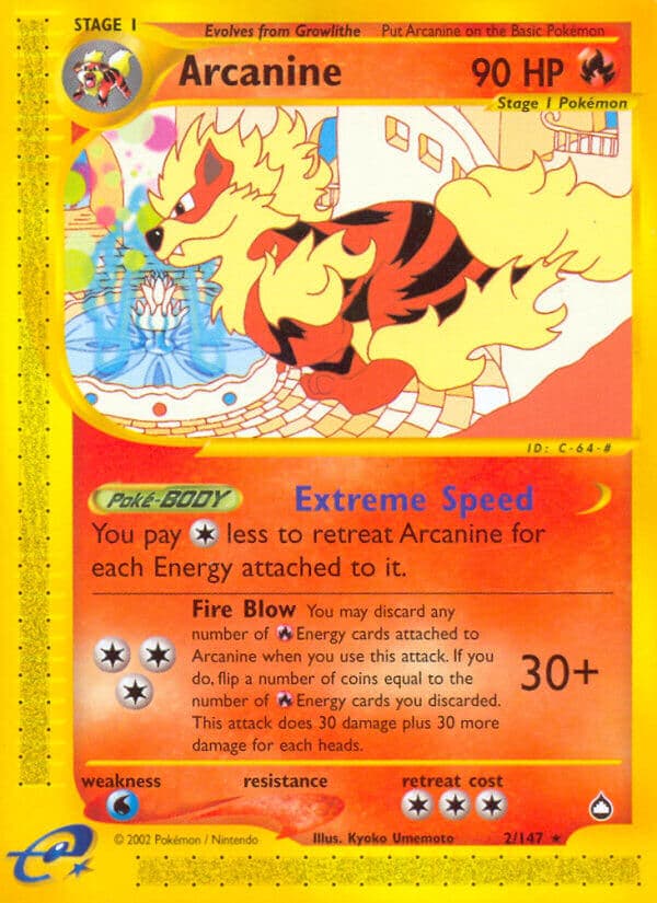 Arcanine — Aquapolis Pokémon card