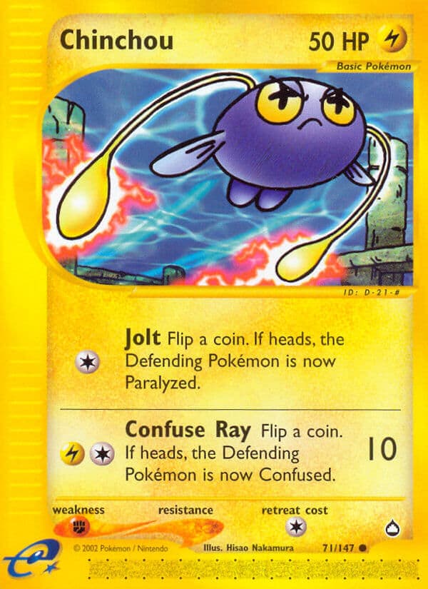 Chinchou — Aquapolis Pokémon card
