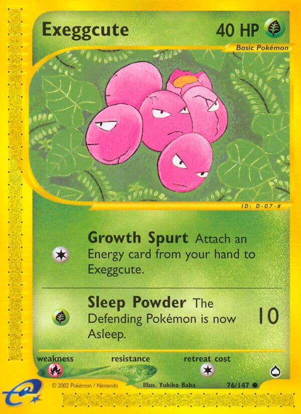 Exeggcute — Aquapolis Pokémon card