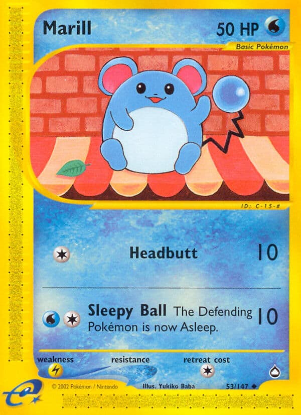 Marill — Aquapolis Pokémon card