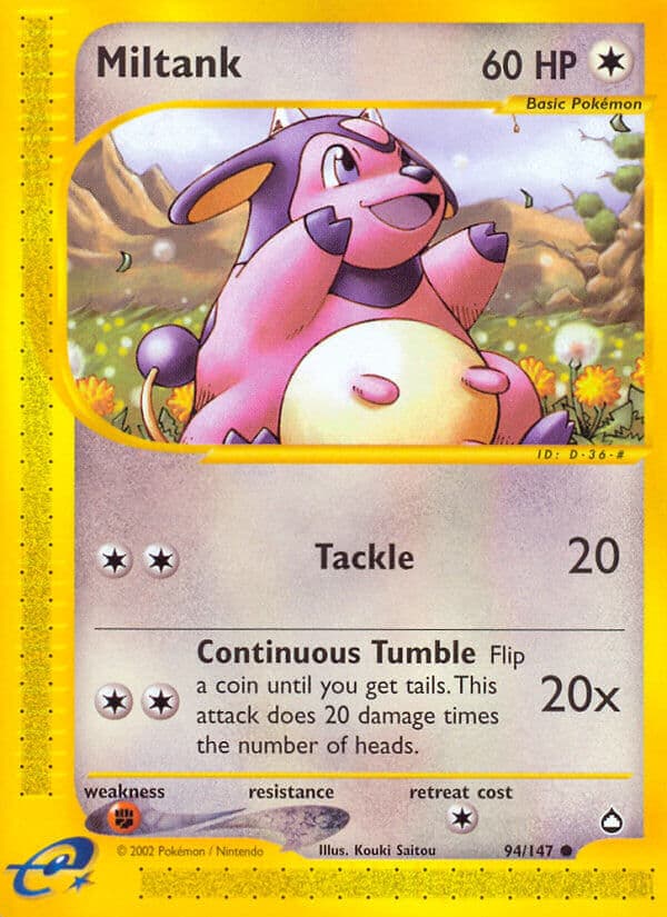 Miltank — Aquapolis Pokémon card