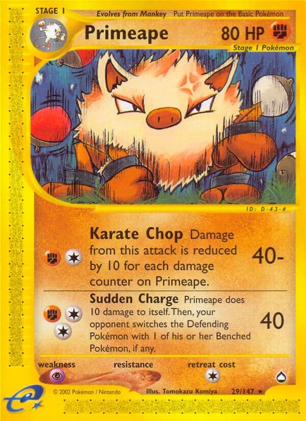 Primeape — Aquapolis Pokémon card