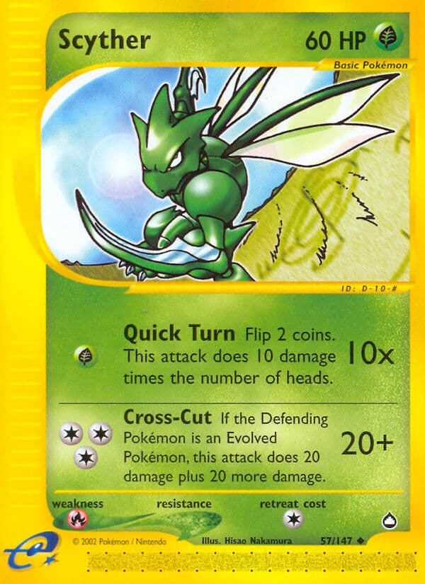 Scyther — Aquapolis Pokémon card