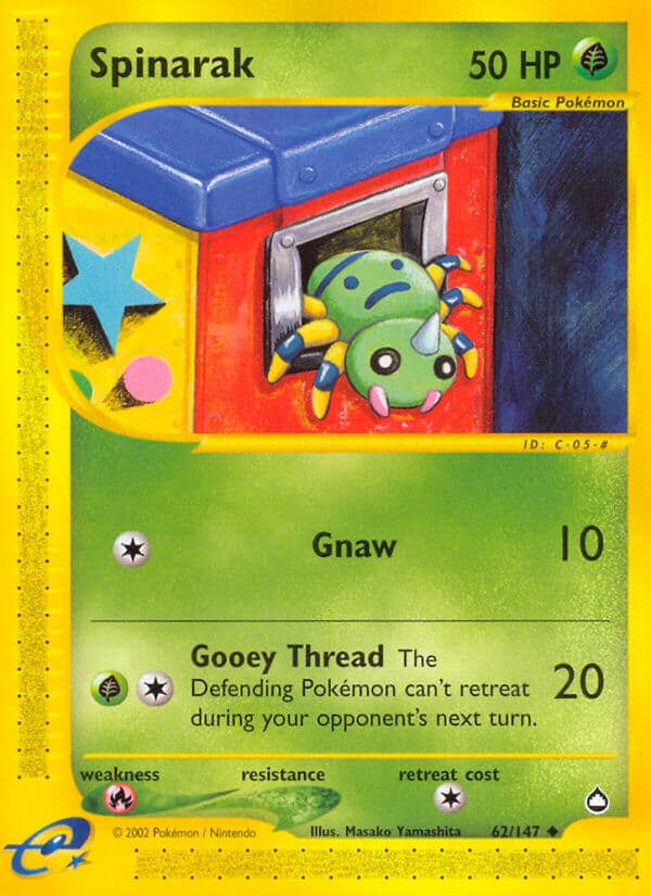 Spinarak — Aquapolis Pokémon card