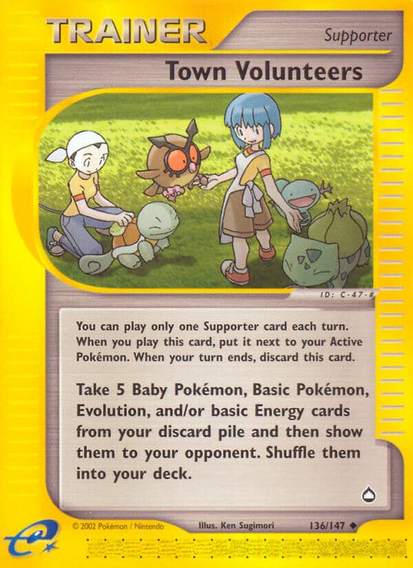 Town Volunteers — Aquapolis Pokémon card