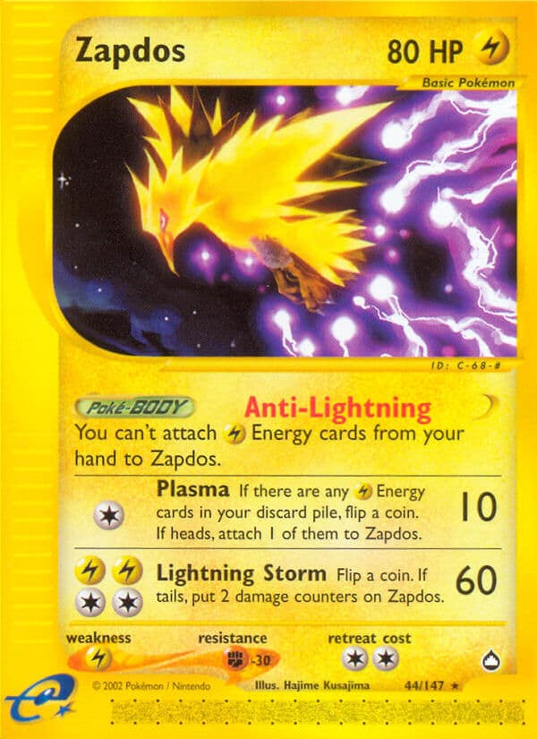 Zapdos — Aquapolis Pokémon card