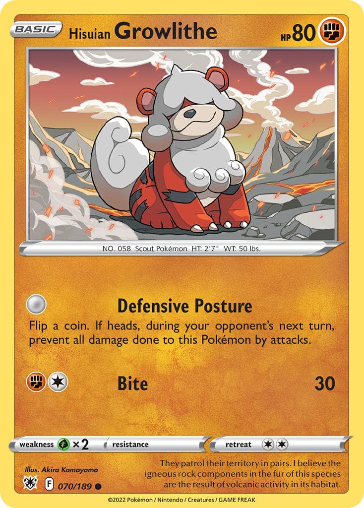 Hisuian Growlithe — Astral Radiance Pokémon card