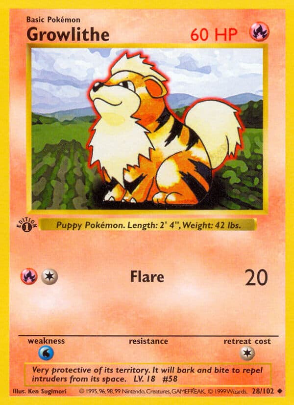 Growlithe — Base Set Pokémon card