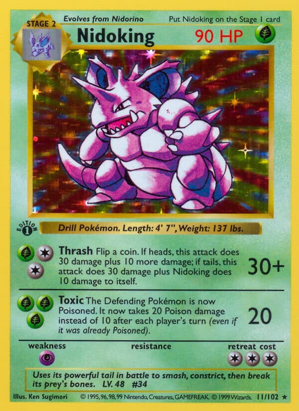 Nidoking — Base Set Pokémon card
