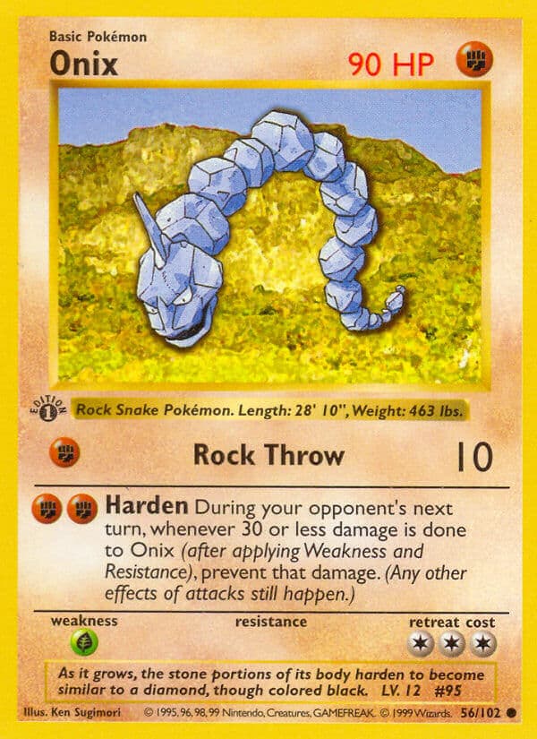 Onix — Base Set Pokémon card