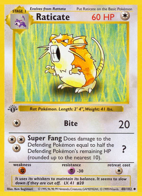 Raticate — Base Set Pokémon card