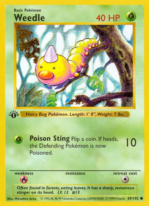 Weedle — Base Set Pokémon card