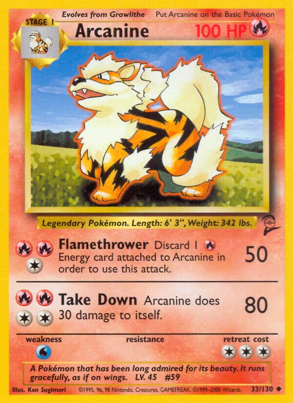 Arcanine — Base Set 2 Pokémon card