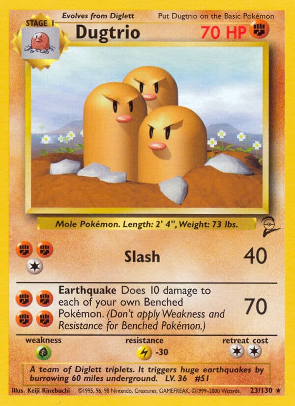 Dugtrio — Base Set 2 Pokémon card