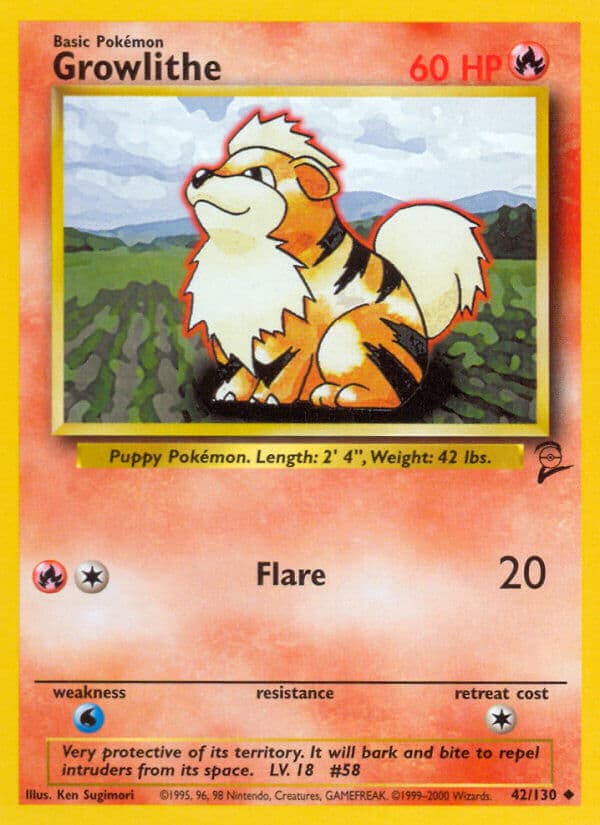 Growlithe — Base Set 2 Pokémon card