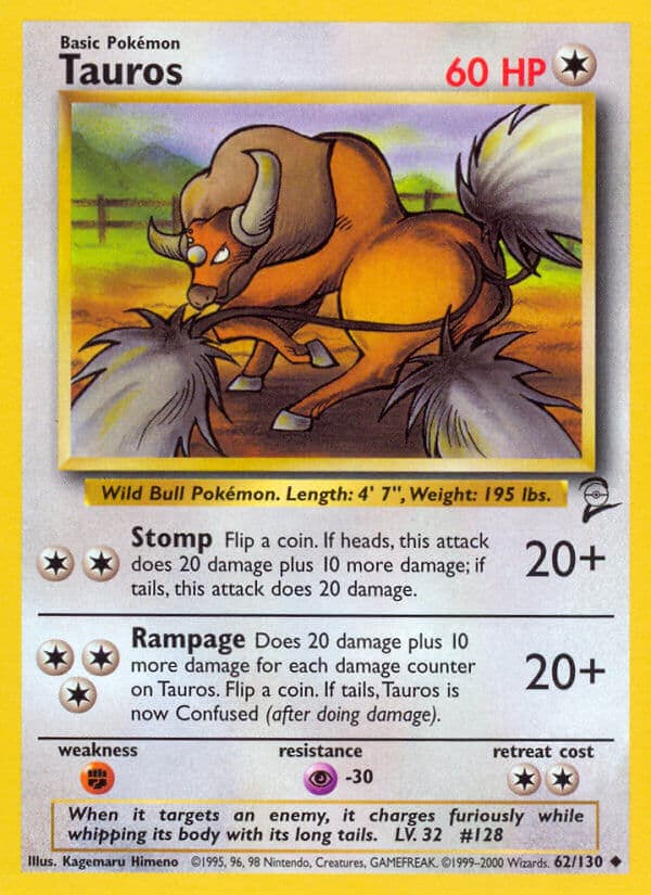 Tauros — Base Set 2 Pokémon card
