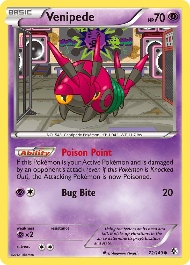 Venipede — Boundaries Crossed Pokémon card