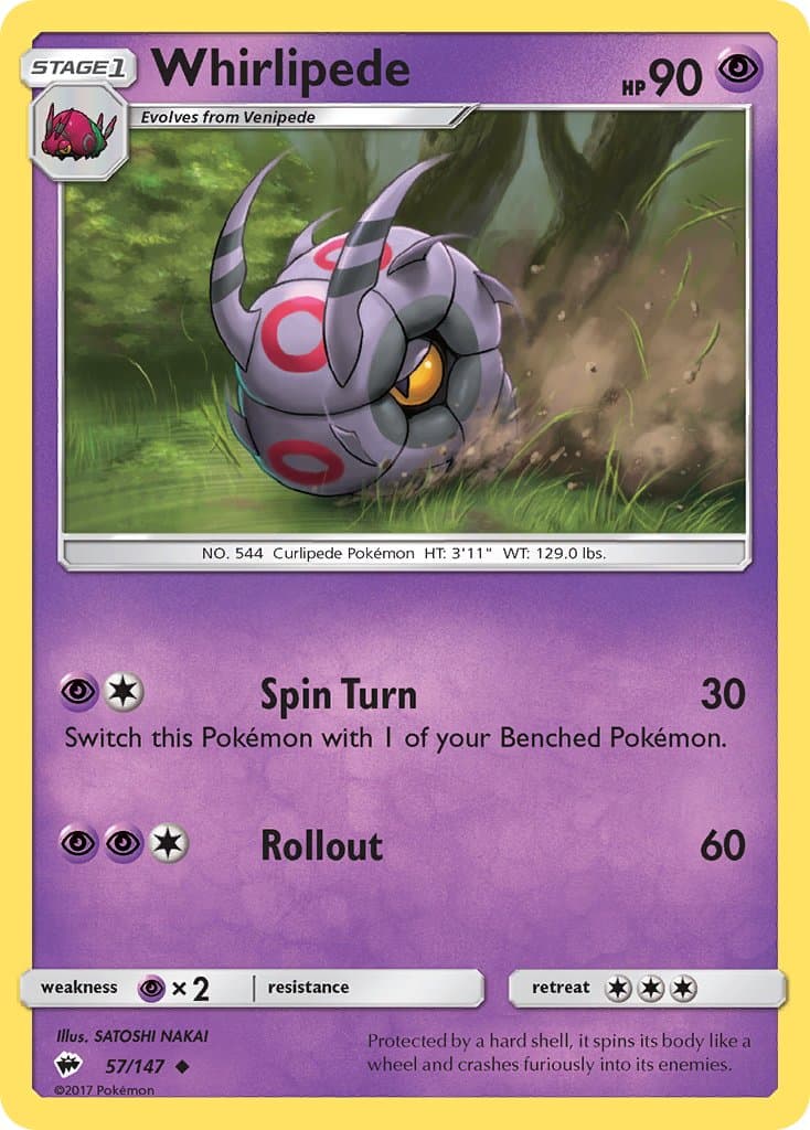 Whirlipede — Burning Shadows Pokémon card