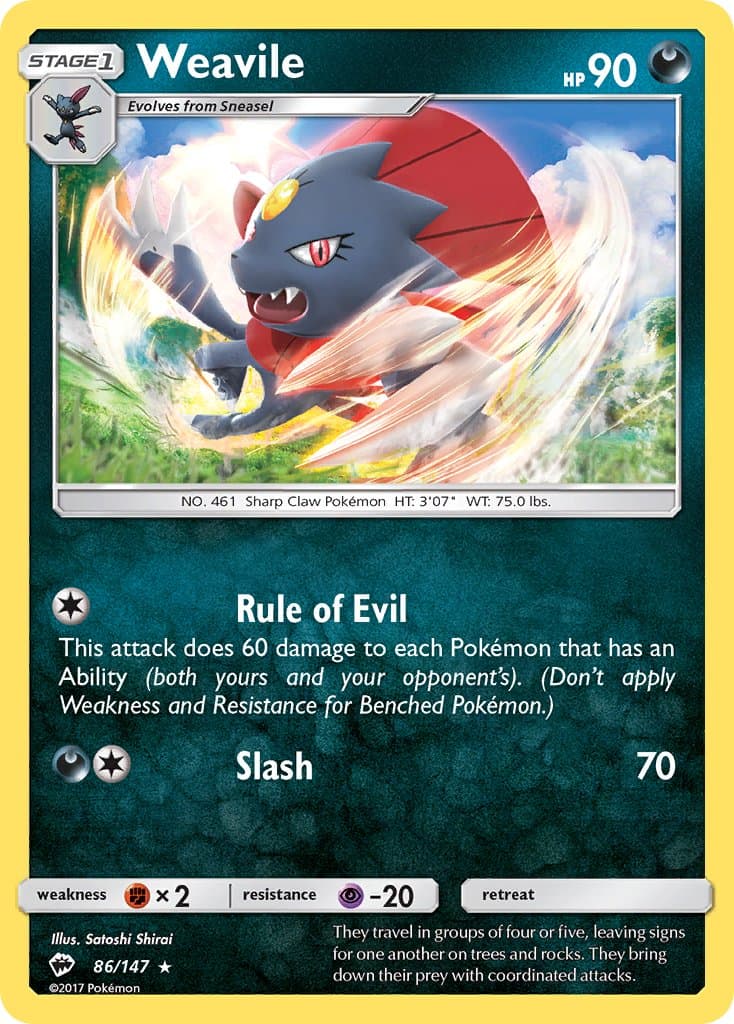 Weavile — Burning Shadows Pokémon card