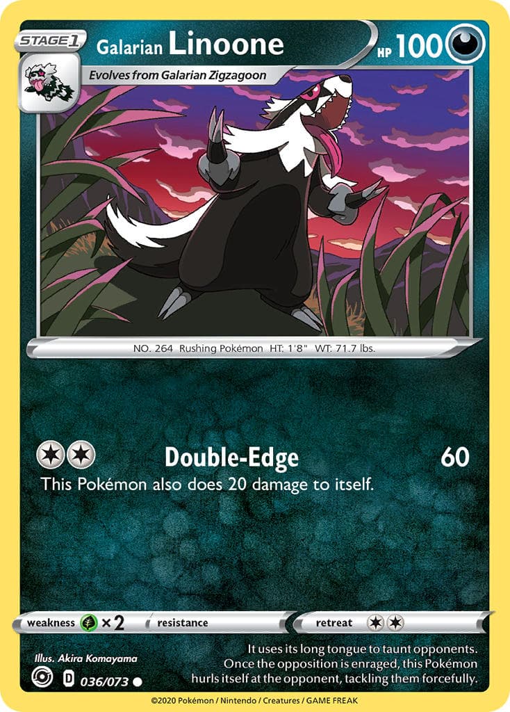Galarian Linoone — Champion's Path Pokémon card