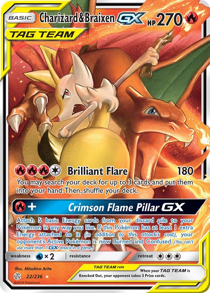 Charizard Braixen Gx — Cosmic Eclipse Pokémon card