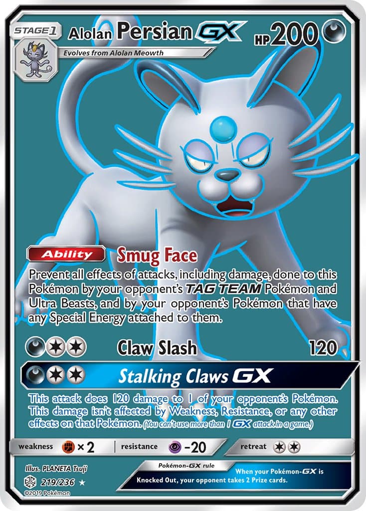 Alolan Persian Gx — Cosmic Eclipse Pokémon card