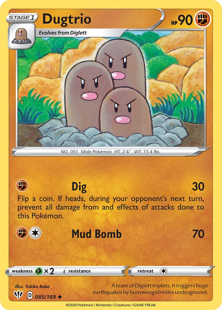 Dugtrio — Darkness Ablaze Pokémon card