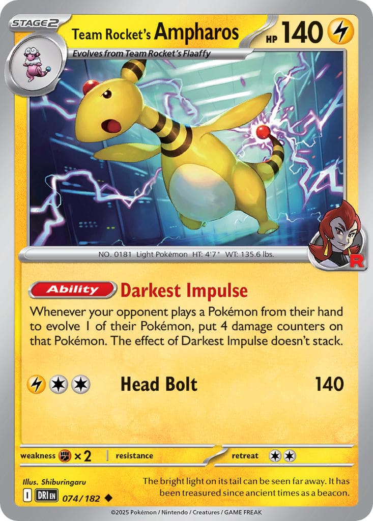 Team Rocket's Ampharos — Destined Rivals Pokémon card