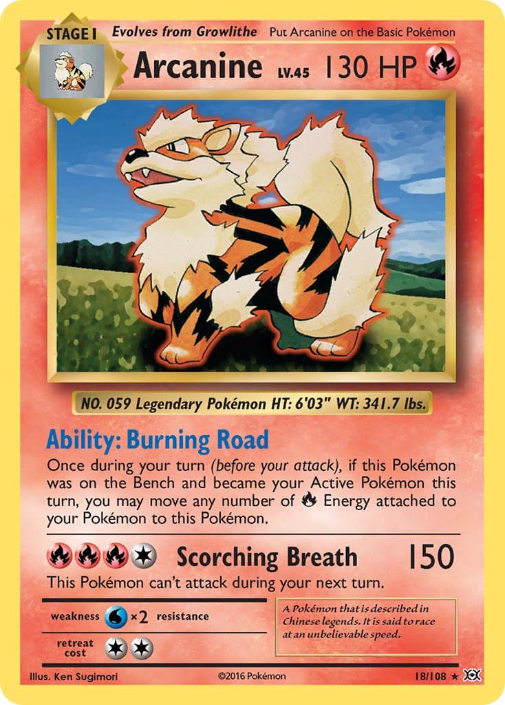 Arcanine — Evolutions Pokémon card
