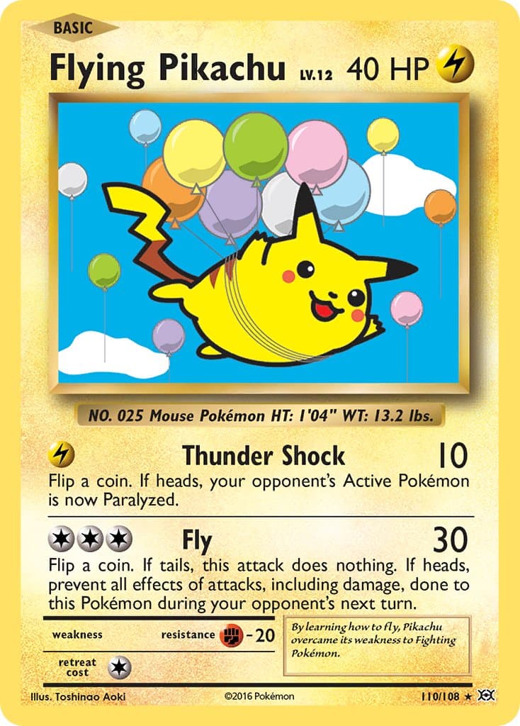 Flying Pikachu — Evolutions Pokémon card