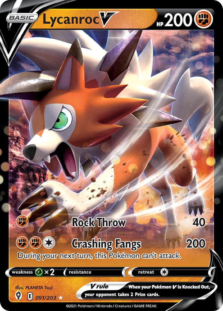 Lycanroc V — Evolving Skies Pokémon card