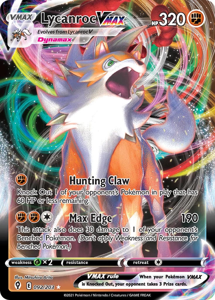 Lycanroc Vmax — Evolving Skies Pokémon card