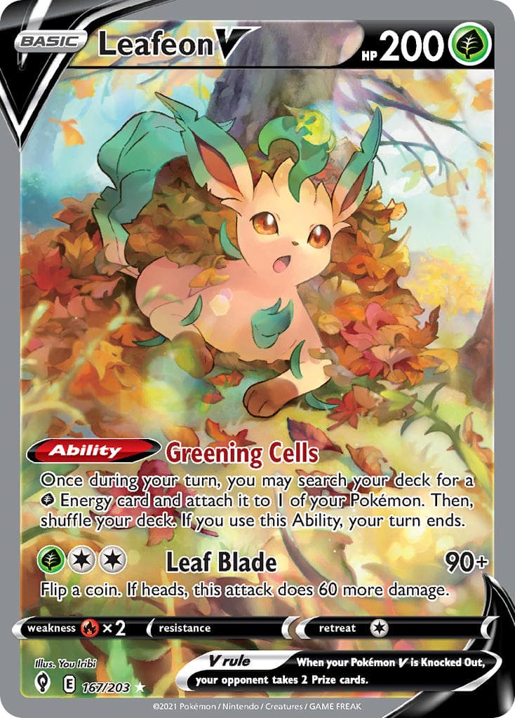 Leafeon V — Evolving Skies Pokémon card