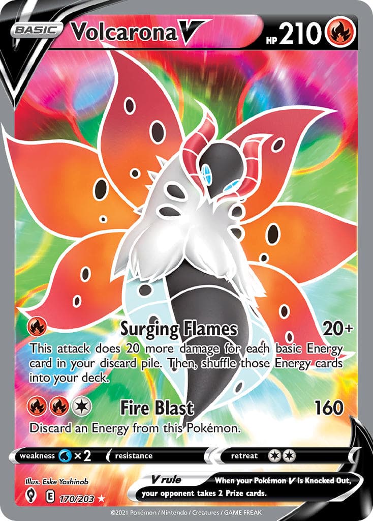 Volcarona V — Evolving Skies Pokémon card