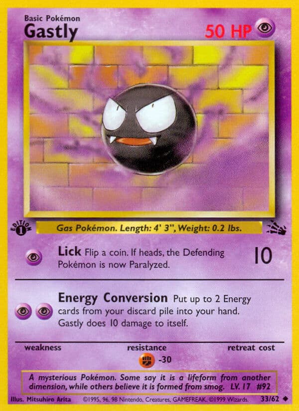 Gastly — Fossil Pokémon card