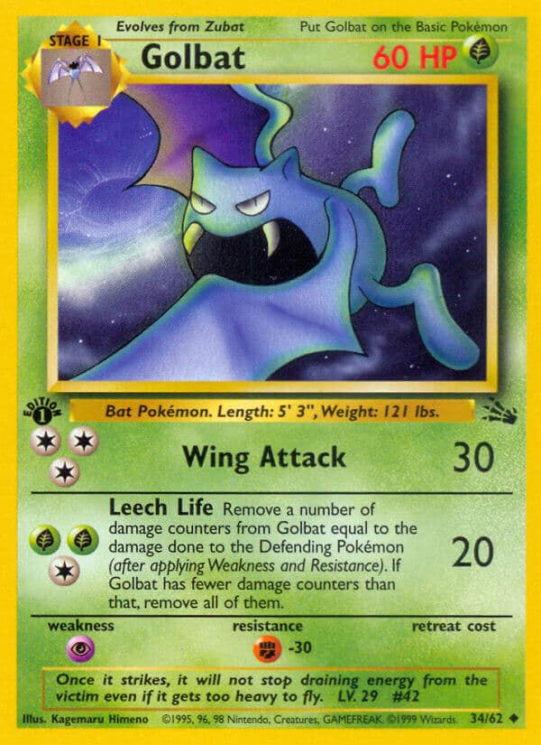 Golbat — Fossil Pokémon card