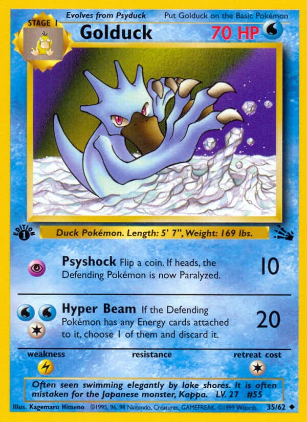 Golduck — Fossil Pokémon card