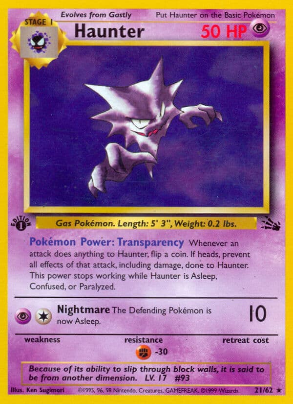 Haunter — Fossil Pokémon card