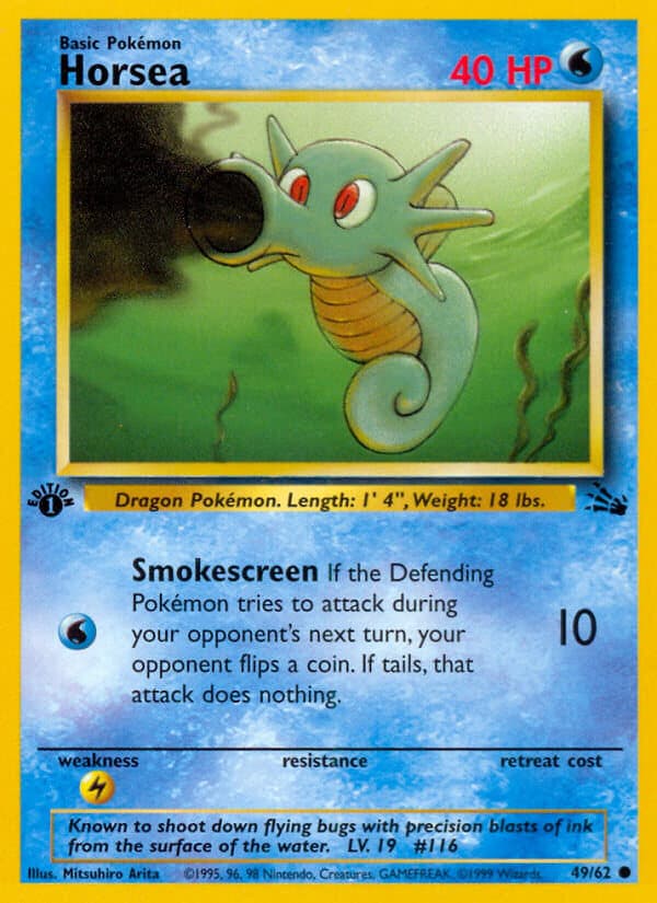 Horsea — Fossil Pokémon card