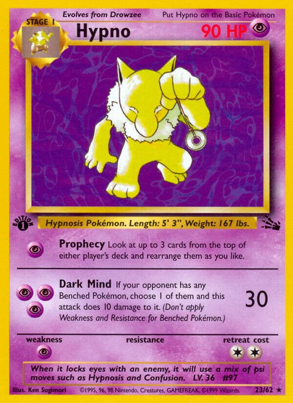 Hypno — Fossil Pokémon card