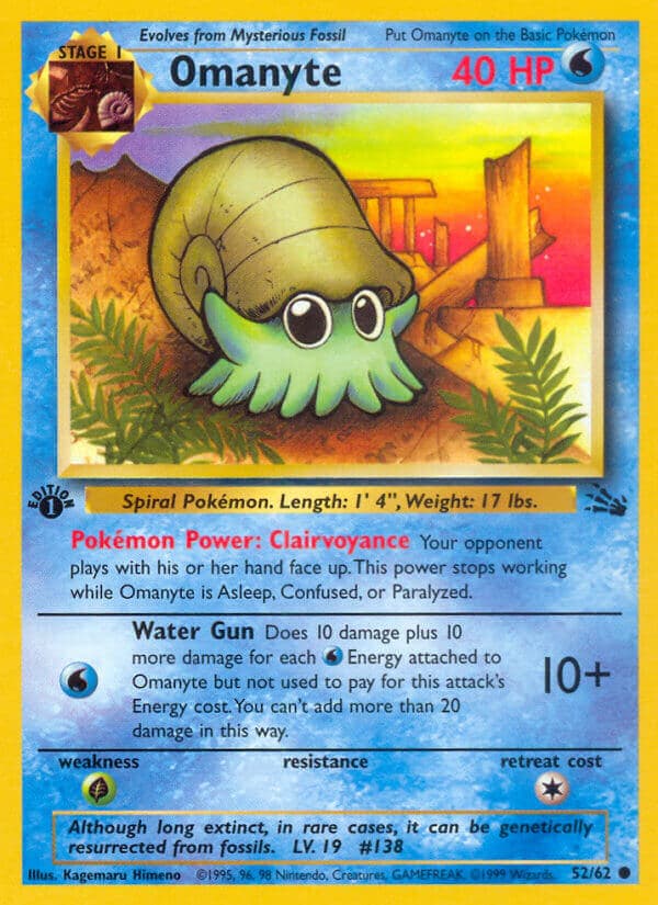 Omanyte — Fossil Pokémon card