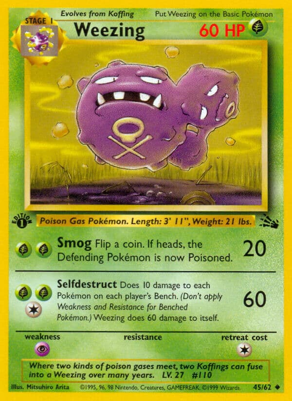 Weezing — Fossil Pokémon card