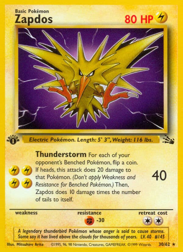 Zapdos — Fossil Pokémon card