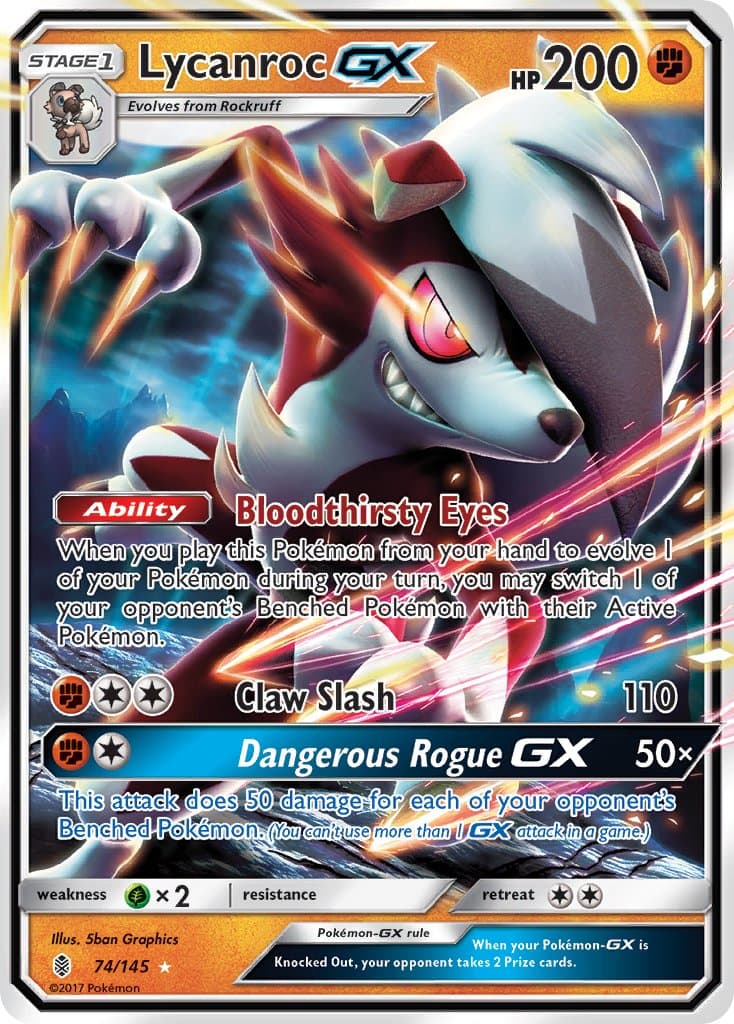 Lycanroc Gx — Guardians Rising Pokémon card