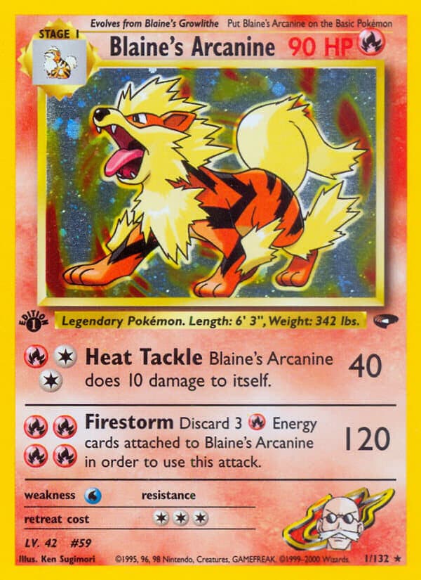 Blaines Arcanine — Gym Challenge Pokémon card