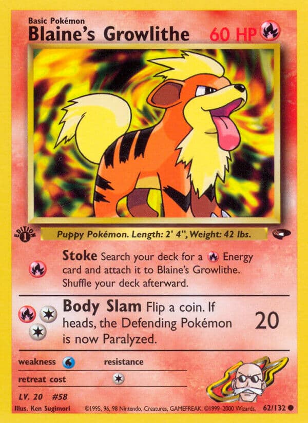Blaines Growlithe — Gym Challenge Pokémon card