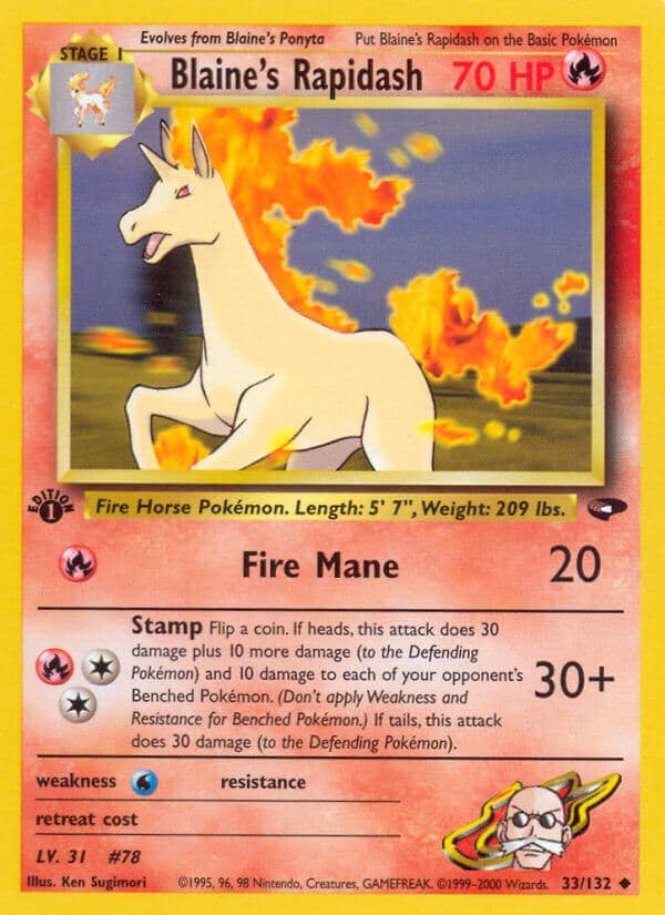 Blaines Rapidash — Gym Challenge Pokémon card